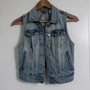 DIVIDED Denim button down cropped vest - Size 2